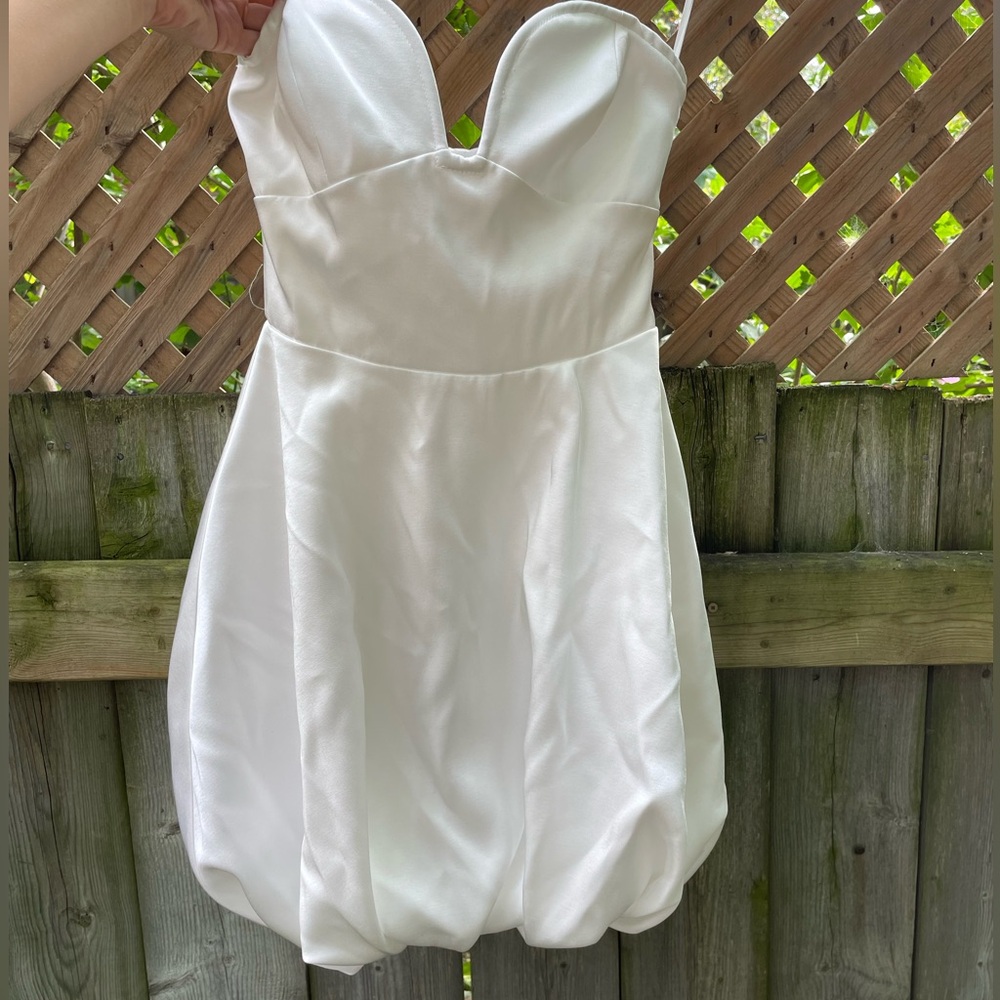Nasty Gal White Strapless Bubble Dress